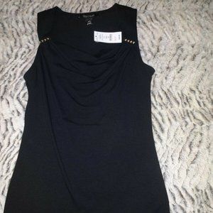 WHITE HOUSE BLACK MARKET Drape Neck Sleeveless Silver Hardware Blouse Top XS NEW